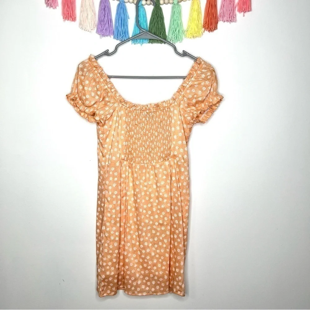 Princess Polly Donna Tangerine Orange Peach Floral Daisy Mini Dress Size 6 - Picture 10 of 16